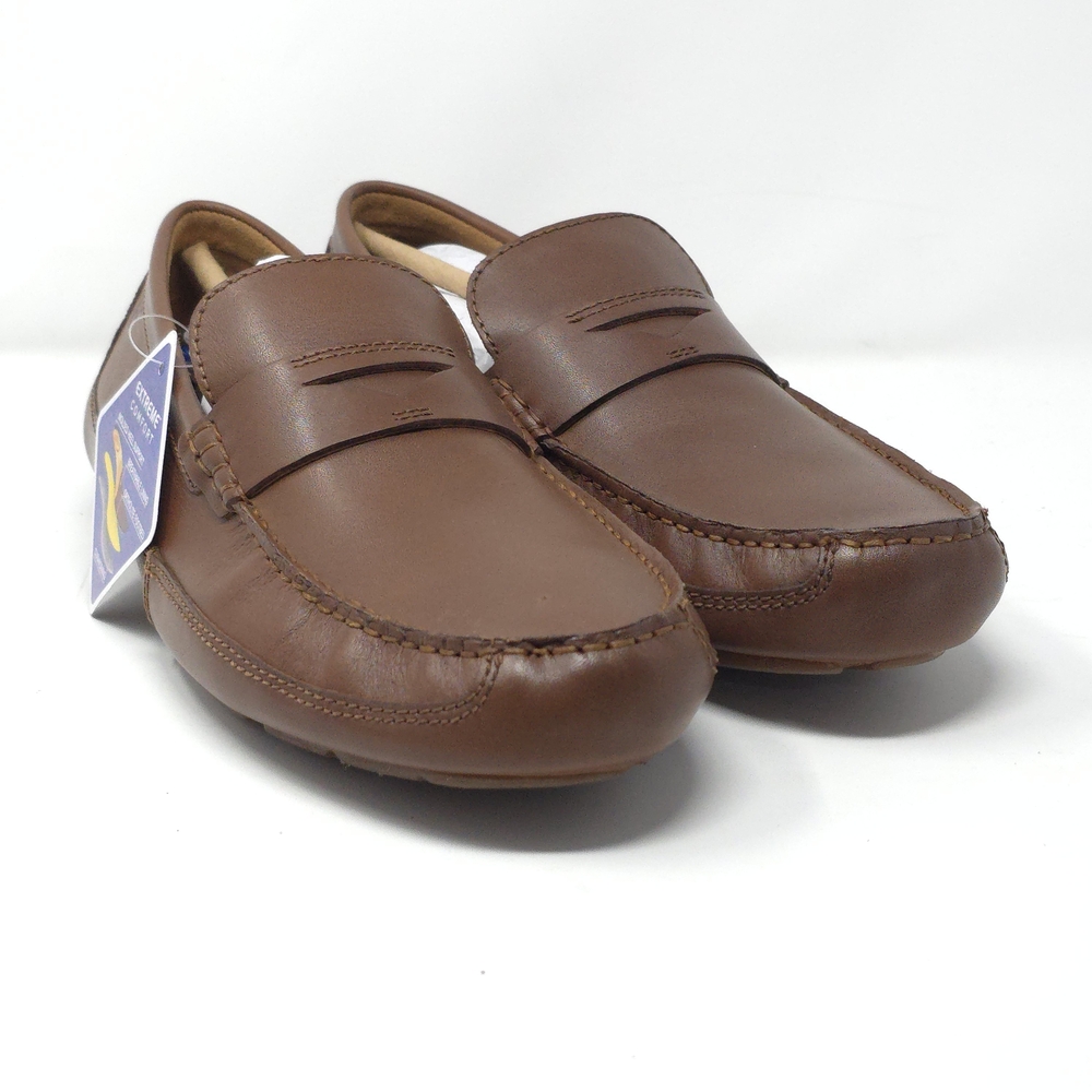 Clarks Markman Way Dark Tan Leather Loafer Slip On Shoes 9.5M - Picture 2 of 7
